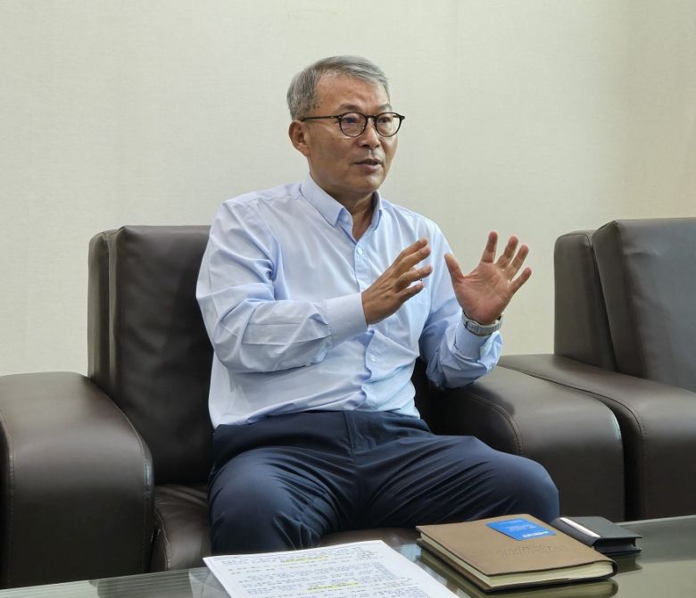 김경환 HS효성 베트남 법인장(전무)이 13일(현지시간) 베트남 동나이성 HS효성 베트남 법인 본관에서 헤럴드경제와의 인터뷰하고 있다. [HS효성 제공]