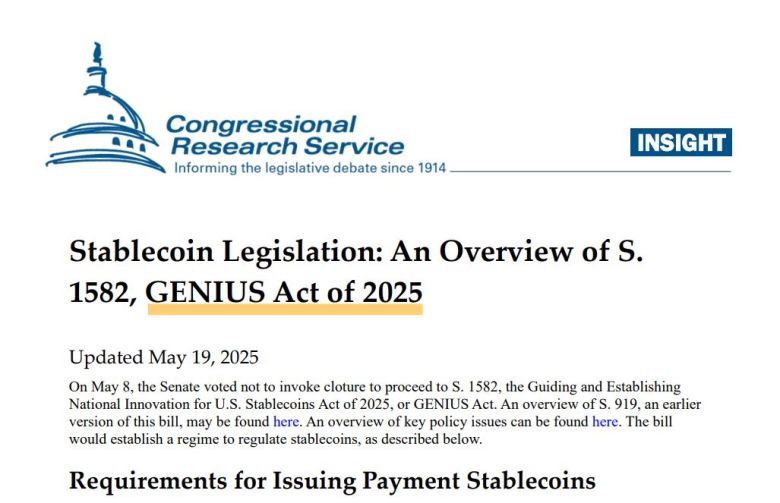 지니어스 법안(GENIUS Act)에 대한 설명. [미국 의회도서관]