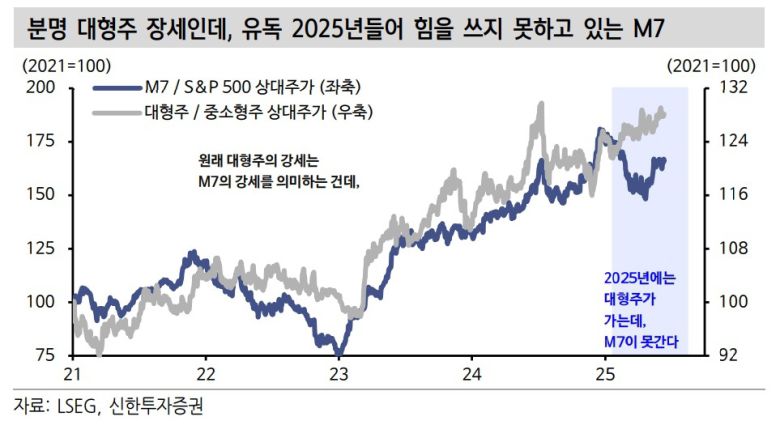 힘 못 쓰는 M7. [신한투자증권]