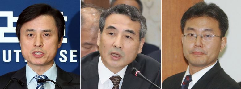 조은석 전 감사원장 권한대행(왼쪽부터), 민중기 전 서울중앙지방법원장, 이명현 전 국방부 검찰단 고등검찰부장 [연합]