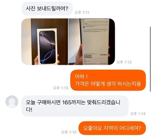 당근마켓 채팅 내역 [연합]