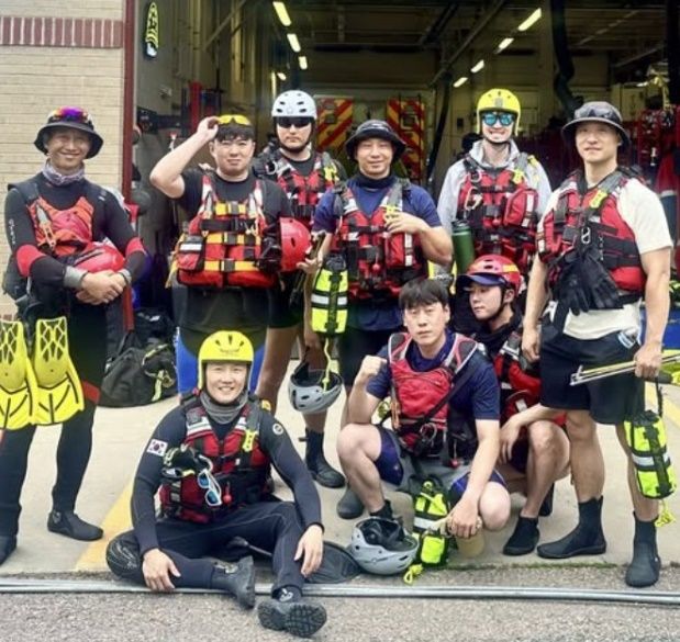 최근 미국 콜로라도에서 급류구조 훈련과정에 참여한 한국 소방관들 [미국 콜로라도주 아담스 소방서]