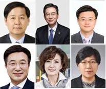 이재명 대통령은 29일 6개 부처 장관을 지명했다. 구윤철(왼쪽부터 시계방향) 기획재정부 장관 후보자, 정성호 법무부장관 후보자, 김정관 산업통상자원부장관 후보자, 정은경 보건복지부장관 후보자, 이진숙 교육부장관 후보자, 윤호중 행정안전부장관 후보자. [대통령실 제공]