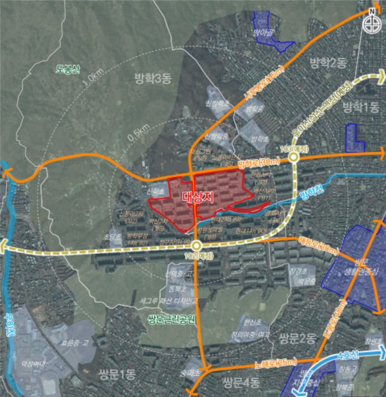 도봉구 방학동 272번지 일대 위치도. [서울시]