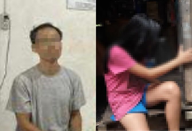 필리핀 경찰이 체포한 정모 씨(왼쪽)와 피해자 A양. [필리핀 아동 성착취 방지 국가조정센터·유튜브]