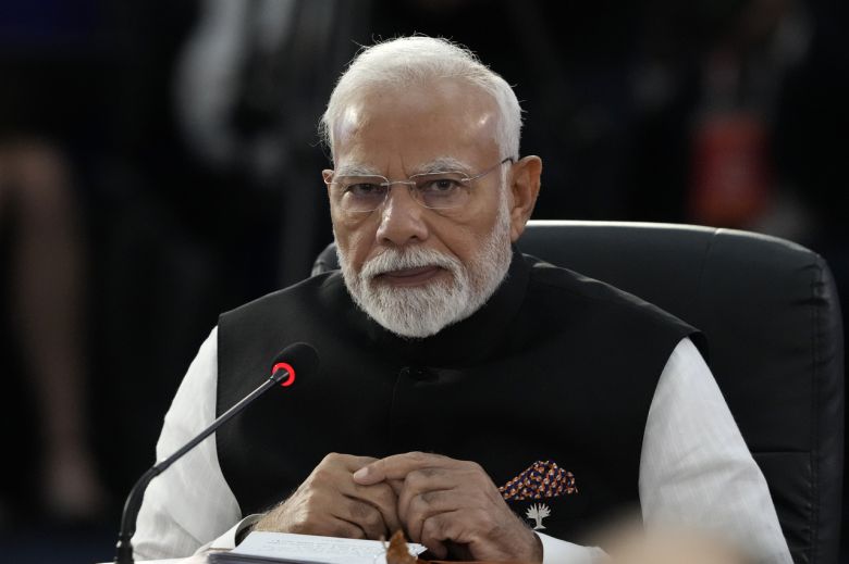 나렌드라 모디 인도 총리가 6일(현지시간) 브라질 리우데자네이루에서 열린 브릭스(BRICS) 회담에서 발언 중이다. [AP]