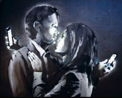 뱅크시의 작품 ‘휴대폰 연인’. [미술문화]