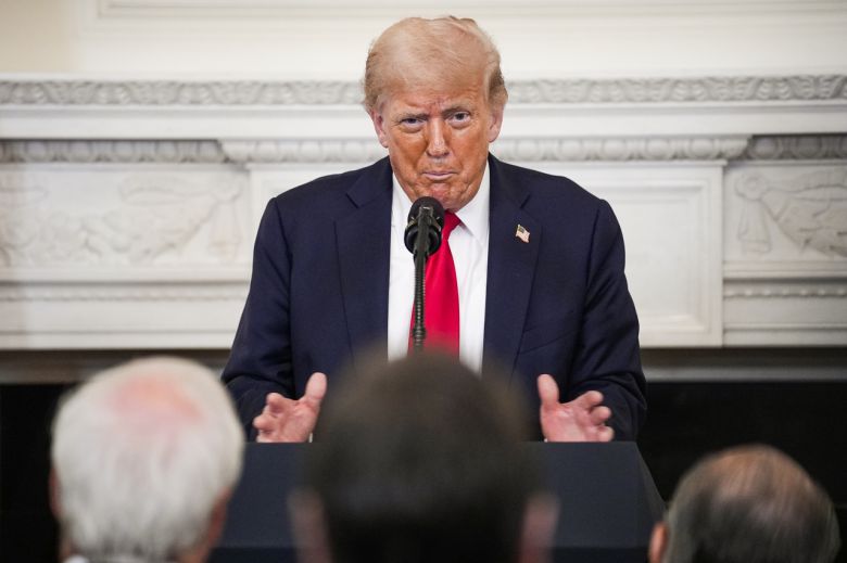 도널드 트럼프 미국 대통령이 14일(현지시간) 워싱턴 DC 백악관에서 열린 백악관 신앙 사무실 오찬에 참석해 연설하고 있다. [EPA]