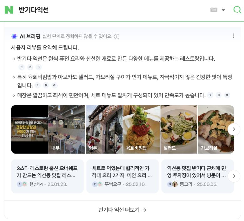 플레이스 AI 브리핑 모습. [네이버 제공]