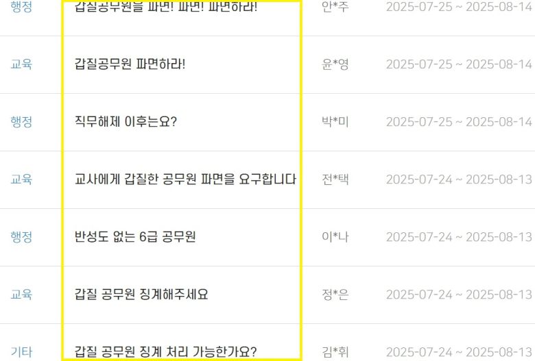 화성시 공무원 A 씨의 중징계를 요구하는 게시글이 화성시 홈페이지에 잇따라 올라오고 있다.[화성시 홈페이지 캡처]