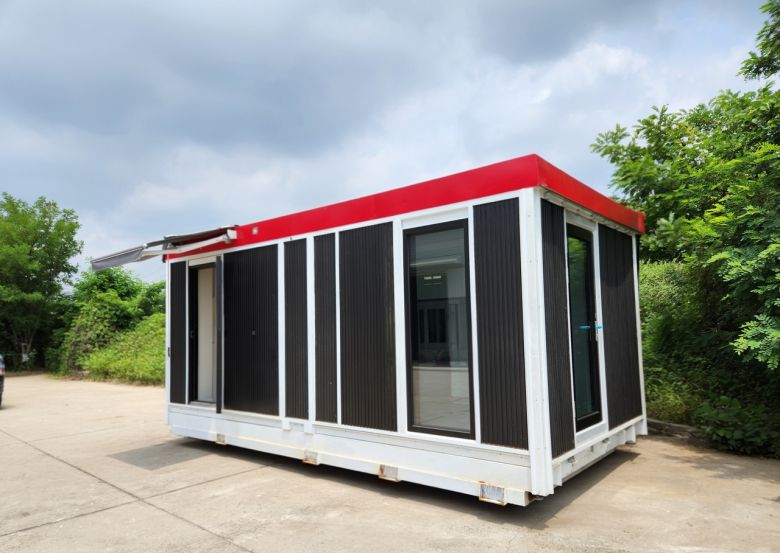 임시주거시설용 폴더블 모듈러 시스템 시작품.[한국건설기술연구원 제공]