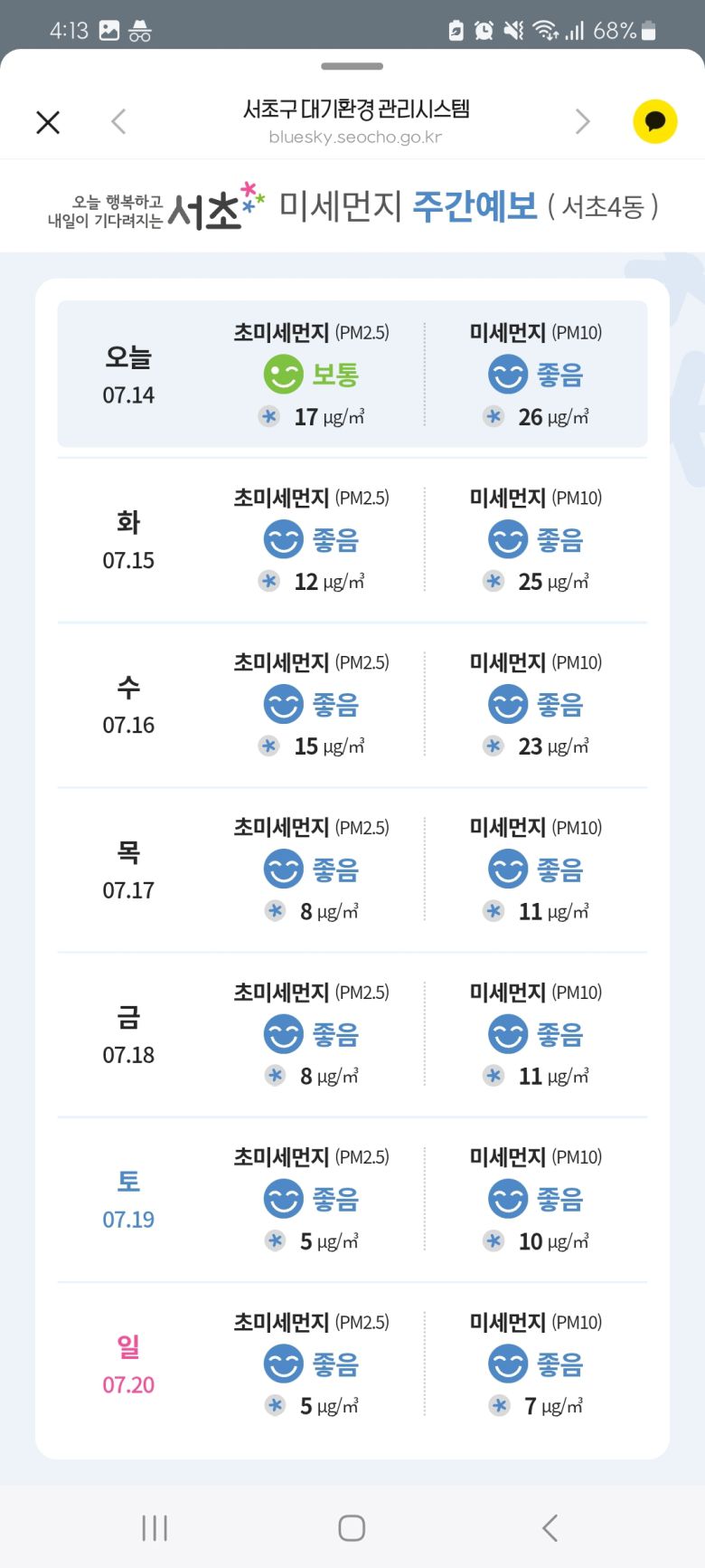 미세먼지 알림 카카오톡