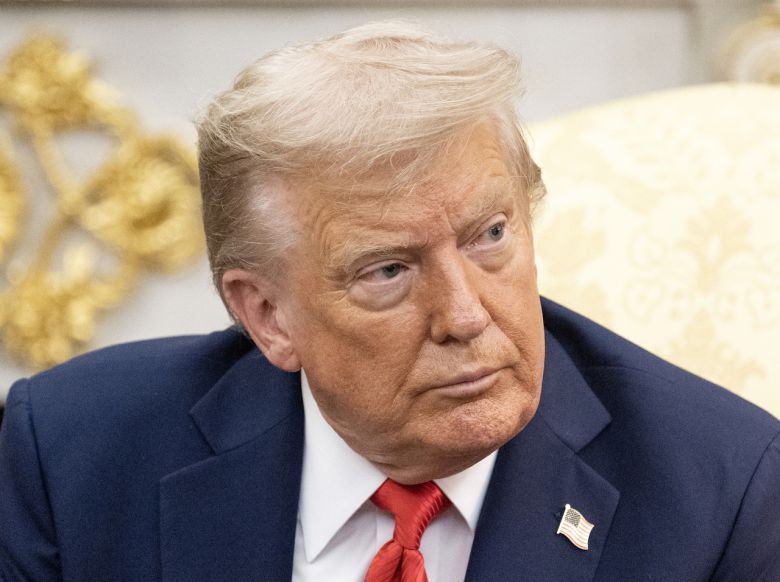 도널드 트럼프 미국 대통령이 25일(현지시간) 미국 워싱턴DC 백악관에서 이재명 대통령과 한미 정상회담을 하고 있다. [연합]