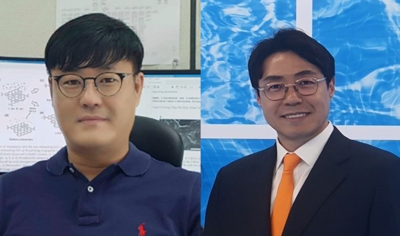 정승열(왼쪽) 한국전기연구원 나노융합연구센터장과 이창근 JNC머트리얼즈 대표