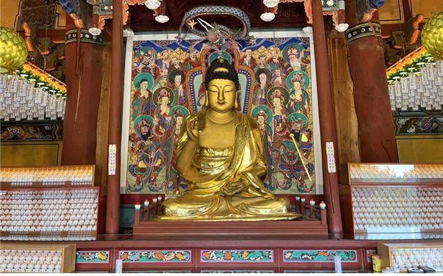 ‘세종 비암사 소조아미타여래좌상’. [국가유산청]