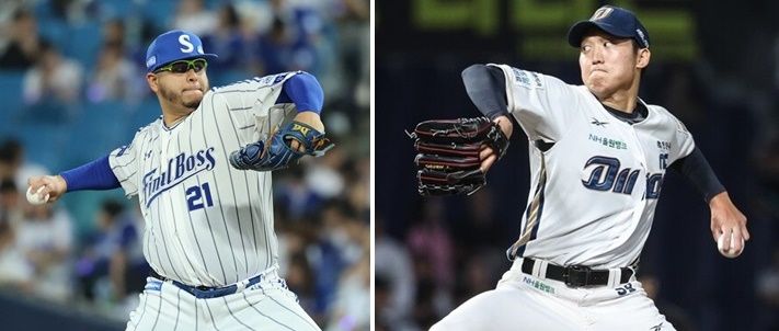 6일 프로야구 와일드카드 1차전에서 선발로 예고된 삼성 후라도(왼쪽)와 NC 구창모   [각 구단 제공]