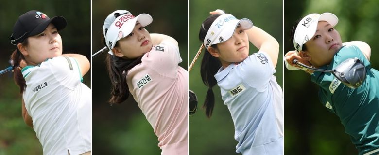 2025 KLPGA 투어 상금랭킹 1~4위를 달리는 홍정민(왼쪽부터), 노승희, 유현조, 방신실    [KLPGA 제공]