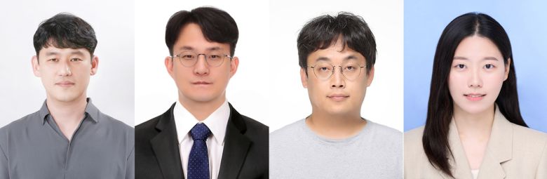 송현곤(왼쪽부터) UNIST 교수, 정서현 한국화학연구원 박사, 황치현 한국전자기술연구원 박사, 이정인 UNIST 연구원.[UNIST 제공]