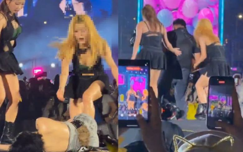 공연 중 쓰러진 가수 현아. [온라인 커뮤니티]