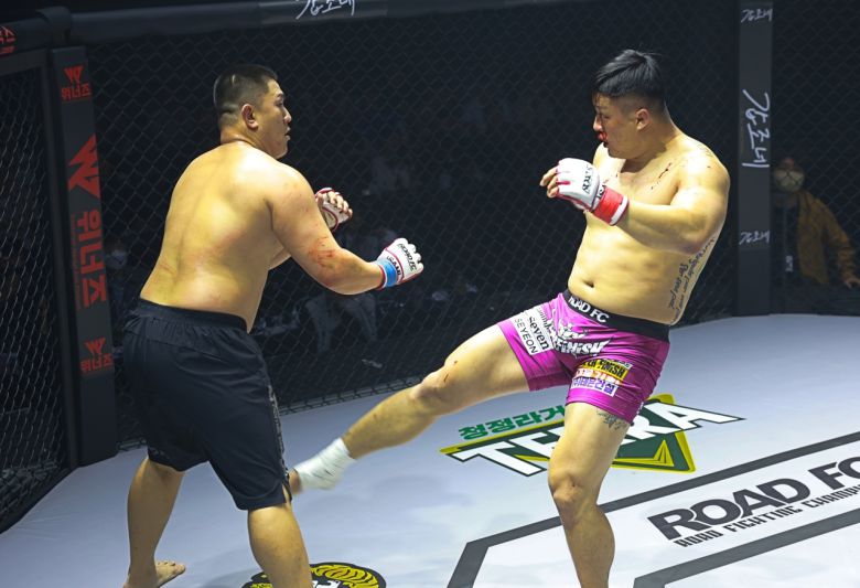 지난 2023년 7월 로드FC 063에서 세키노 타이세이에게 카프킥을 차고 있는 배동현