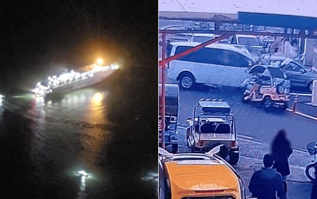 지난 19일 신안군 장산도 인근 족도에 좌초한 퀸제누비아2호(왼쪽)와 24일 제주시 우도면 천진항에서 행인을 향해 돌진한 렌터카 사고 모습. [독자 제공]