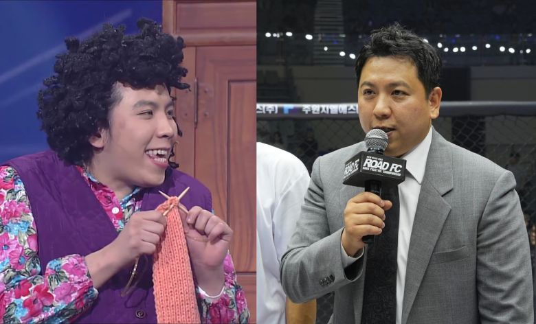 오인택 파이터100 대표의 코미디언 활동 모습(왼쪽사진)과 콘텐츠 기업인으로 활동중인 현재 모습