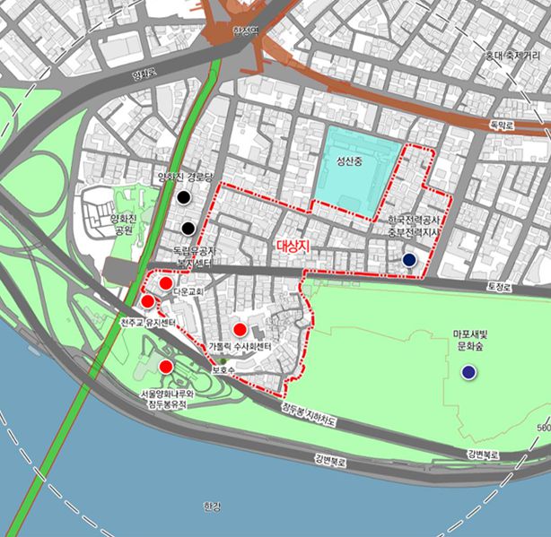 마포구 합정동 369번지 일대 모아타운 위치도. [서울시 제공]