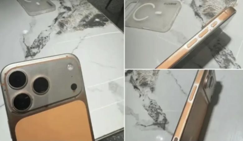 중국의 한 네티즌이 물티슈로 닦았다가 도색이 벗겨졌다며 올린 애플의 아이폰17 프로 맥스 코스믹 오렌지 제품. [온라인커뮤니티 갈무리]