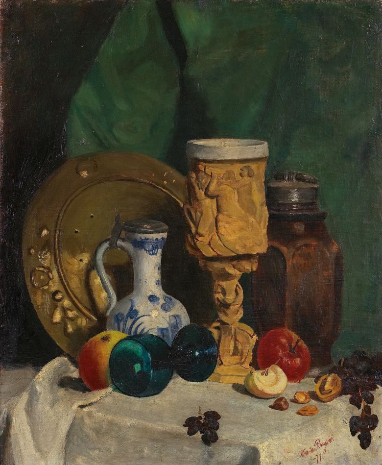 카린 베르거(라르손), 과일과 항아리가 있는 정물화, 1877, 캔버스에 유채, 56x46cm, 달라르나르 박물관