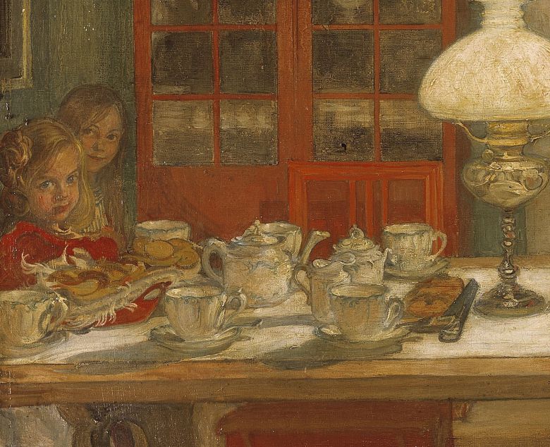 칼 라르손, 게임 준비(일부 확대), 1901, 캔버스에 유채, 68x92cm, 스웨덴 국립 미술관