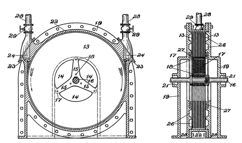 니콜라 테슬라, 날개 없는 터빈 도면, 미국 특허 1061206호