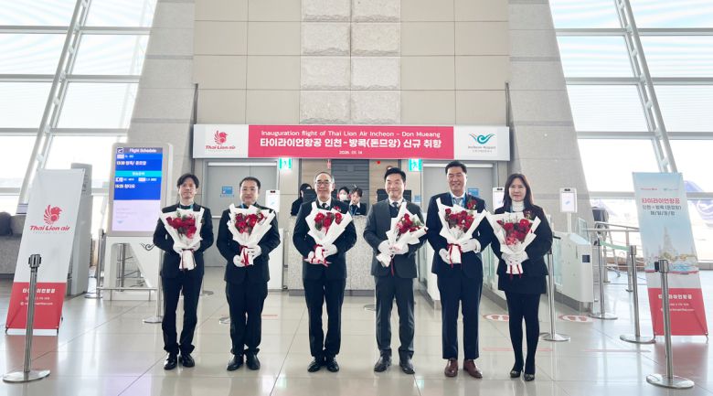 타이라이언항공 취항식. 왼쪽부터 류연식 타이라이언항공 인천공항 지점장, 파타나퐁 퐁텅짜른 – 태국정부관광청서울사무소 소장, 타니 쌩랏 – 주한 태국대사관 대사, 김태성 – 인천공항공사 허브화전략처 처장, 홍찬호 - 타이라이언항공 한국지사(GSA) 대표, 노경아 – 타이라이언항공 한국지사(GSA) 영업부 상무
