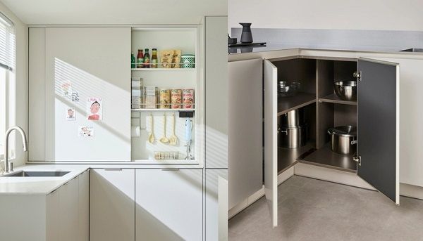 [사진: 한샘 히든 슬라이드 벽장과 양문형 코너장. (사진 제공=한샘)]