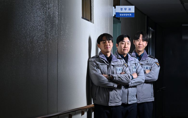 성동경찰서 경무계 이희준(왼쪽부터) 경장, 백민기 경사, 오대영 경장. 임세준 기자