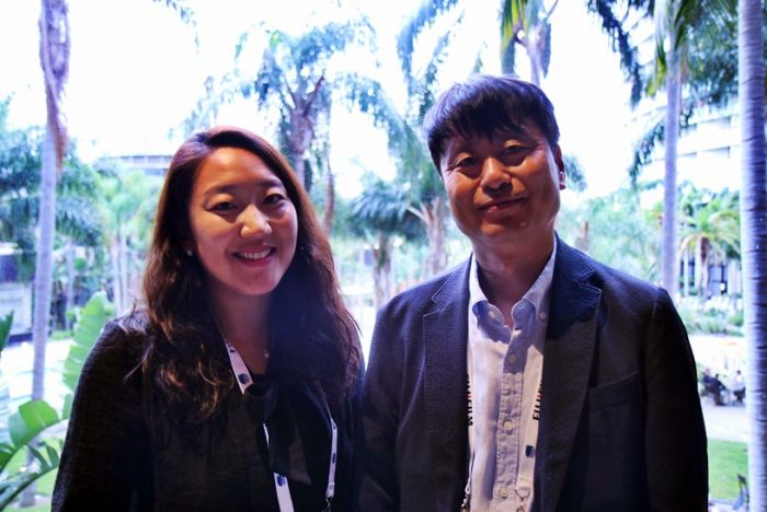 지난 4일(현지시간) 'ASCO 2024' 일정을 끝낸 뒤 미국 샌디에이고 '2024 바이오 인터내셔널 컨벤션'(이하 바이오USA) 현장에서 만난 장명호 지아이이노베이션 CSO(우측)와 윤나리 임상중개전략 부문장(전무·좌측)은 "ASCO에서 GI-102 기술이전 관련 심도 깊은 논의가 이뤄졌다. 탑10에 속한 다수의 글로벌 제약사들과 미팅을 진행했고, 연내 마무리 짓는 것이 목표"라고 밝혔다. 사진=유수인 기자
