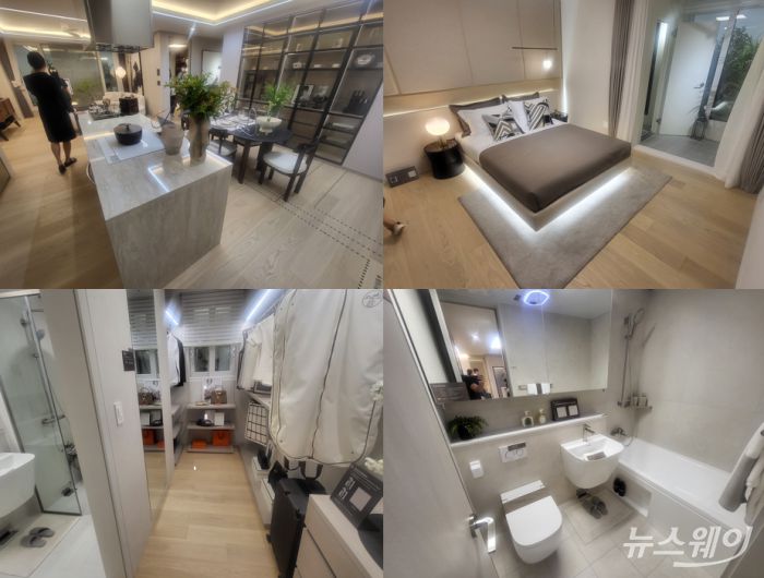 '오티에르 포레' 모델하우스에 마련된 전용 84㎡A 타입 유니트 모습. 사진=이재성 기자