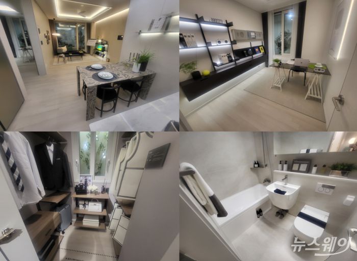 '오티에르 포레' 모델하우스에 마련된 전용 59㎡A 타입 유니트 모습. 사진=이재성 기자