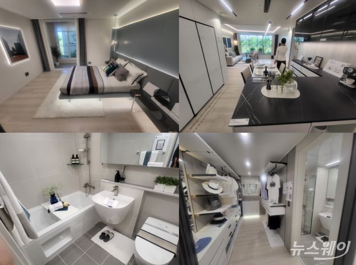 경기도 김포시 '해링턴 플레이스 풍무' 모델하우스 내에 마련된 전용면적 74㎡A 타입 모습. 사진=이재성 기자