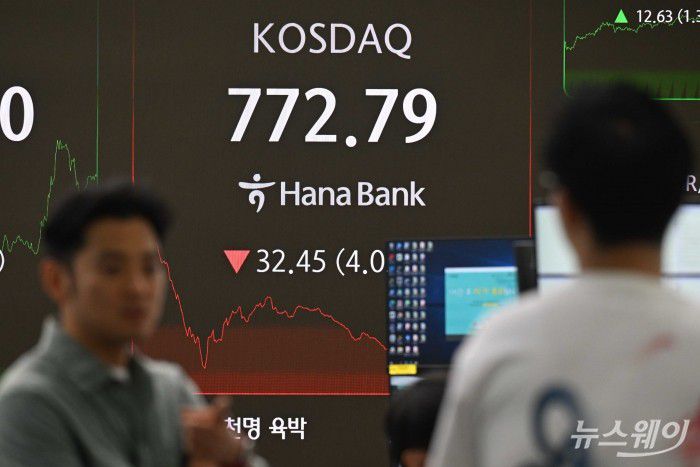 정부의 세제개편 여파로 코스피 지수가 전일 대비 126.03포인트(-3.88%) 급락된 3119.41에 장을 마친 1일 오후 서울 중구 하나은행 딜링룸에서 직원들이 업무를 보고 있다. 사진=강민석 기자 kms@newsway.co.kr