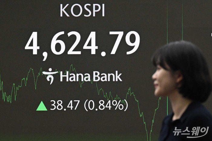 코스피가 미국 증시 강세와 주도주 상승에 힘입어 4600선에 안착하고, 장중 사상 최고치를 경신한 12일 오후 서울 중구 하나은행 본점 딜링룸에서 직원이 업무를 보고 있다. 이날 코스피는 38.47p(0.84%) 오른 4624.79 마감했다. 사진=강민석 기자 kms@newsway.co.kr
