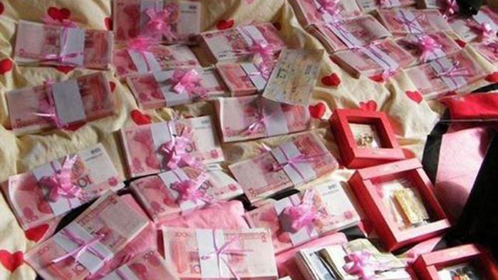 신랑 측이 신부 측에 건넨 '차이리' 사진 (출처: 바이두)