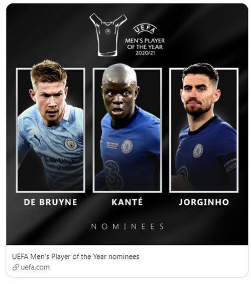 2020-2021 UEFA 올해의 선수 최종후보 3인 (사진=UEFA 트위터 캡처, 연합뉴스)