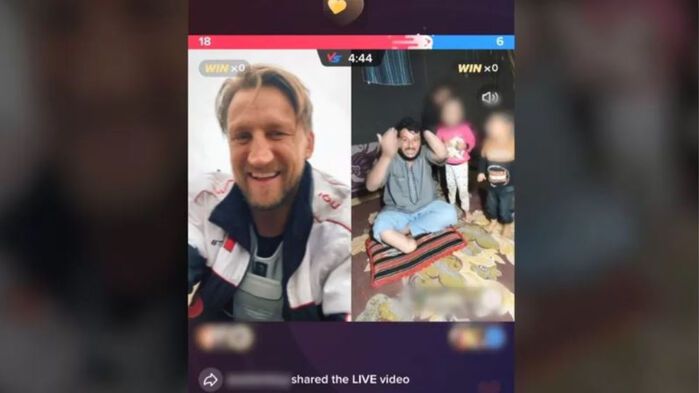 틱톡 인플루언서 케이스 메이슨(Keith Mason)이 시리아 가족과 함께 틱톡에서 진행한 라이브 모금 방송을 5만 명의 사람들이 시청했다. (사진= BBC NEWS)