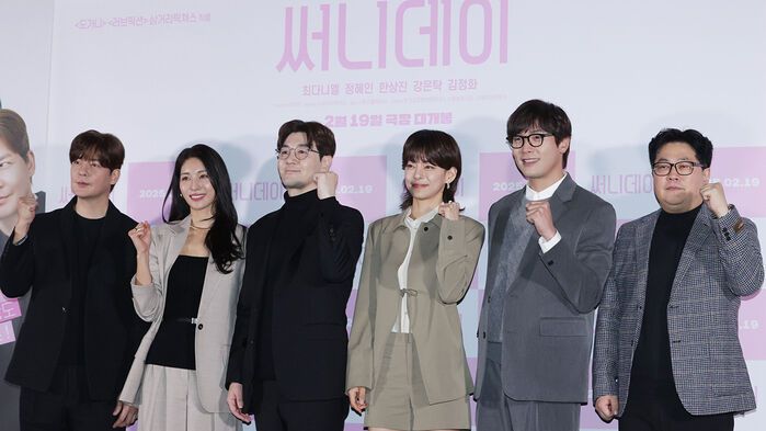 영화 '써니데이' 기자간담회 (왼쪽부터 강은탁, 김정화, 한상진, 정혜인, 최다니엘, 이창무 감독)