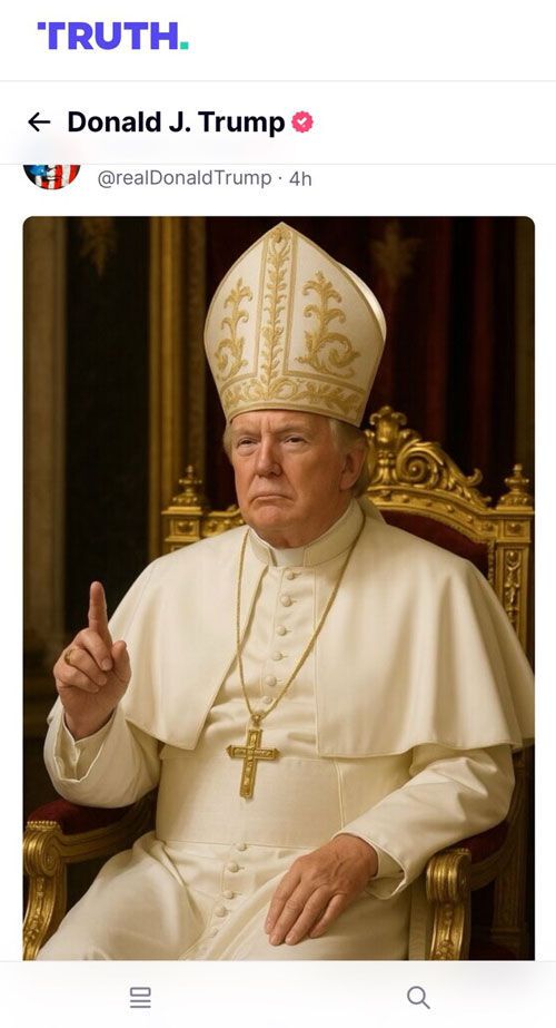 도널드 트럼프 미국 대통령이 자신의 트루스소셜 계정에 올린 합성 사진