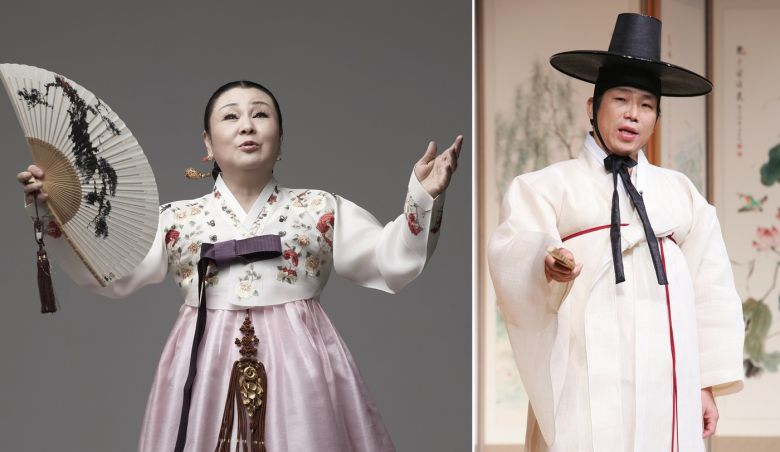 국가무형문화재 판소리(심청가) 보유자로 인정된 김영자, 정회석.(문화재청 제공)© 뉴스1