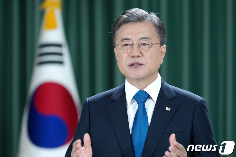 문재인 대통령이 지난달 22일 유엔총회 영상 기조연설을 하고 있다. (청와대 제공) 2020.9.22/뉴스1