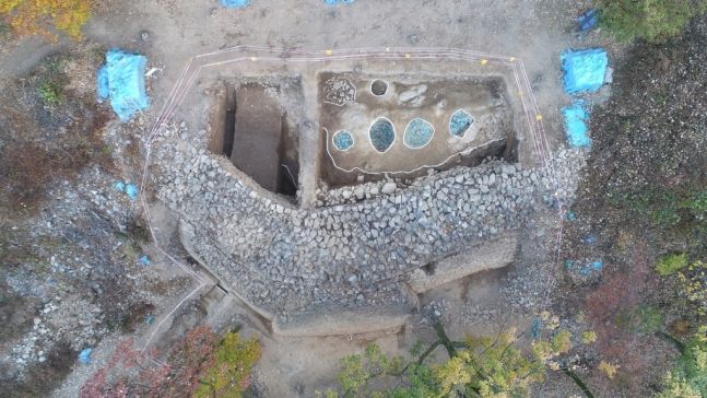 양주 대모산성 동성벽 구간 보축성벽.(문화재청 제공)© 뉴스1