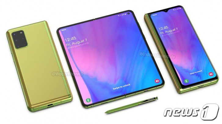 갤럭시Z폴드3가 2세대 UTG를 탑재하면 S펜을 사용할 가능성도 있다. 갤럭시폴드2 예상 렌더링(윈도우즈유나이티드 갈무리)© 뉴스1