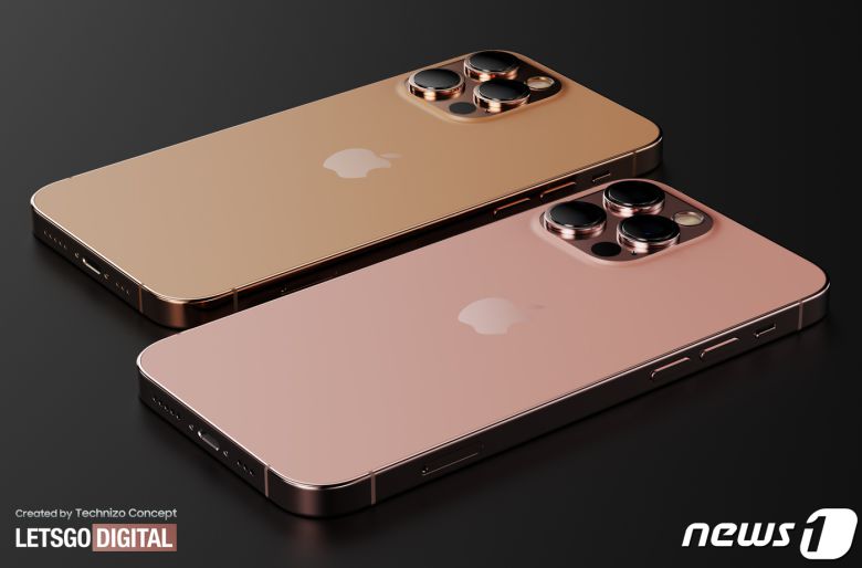 아이폰13 로즈골드 색상 출시 가능성에 따라 제작된 렌더링 이미지(렛츠고디지털 갈무리) © 뉴스1